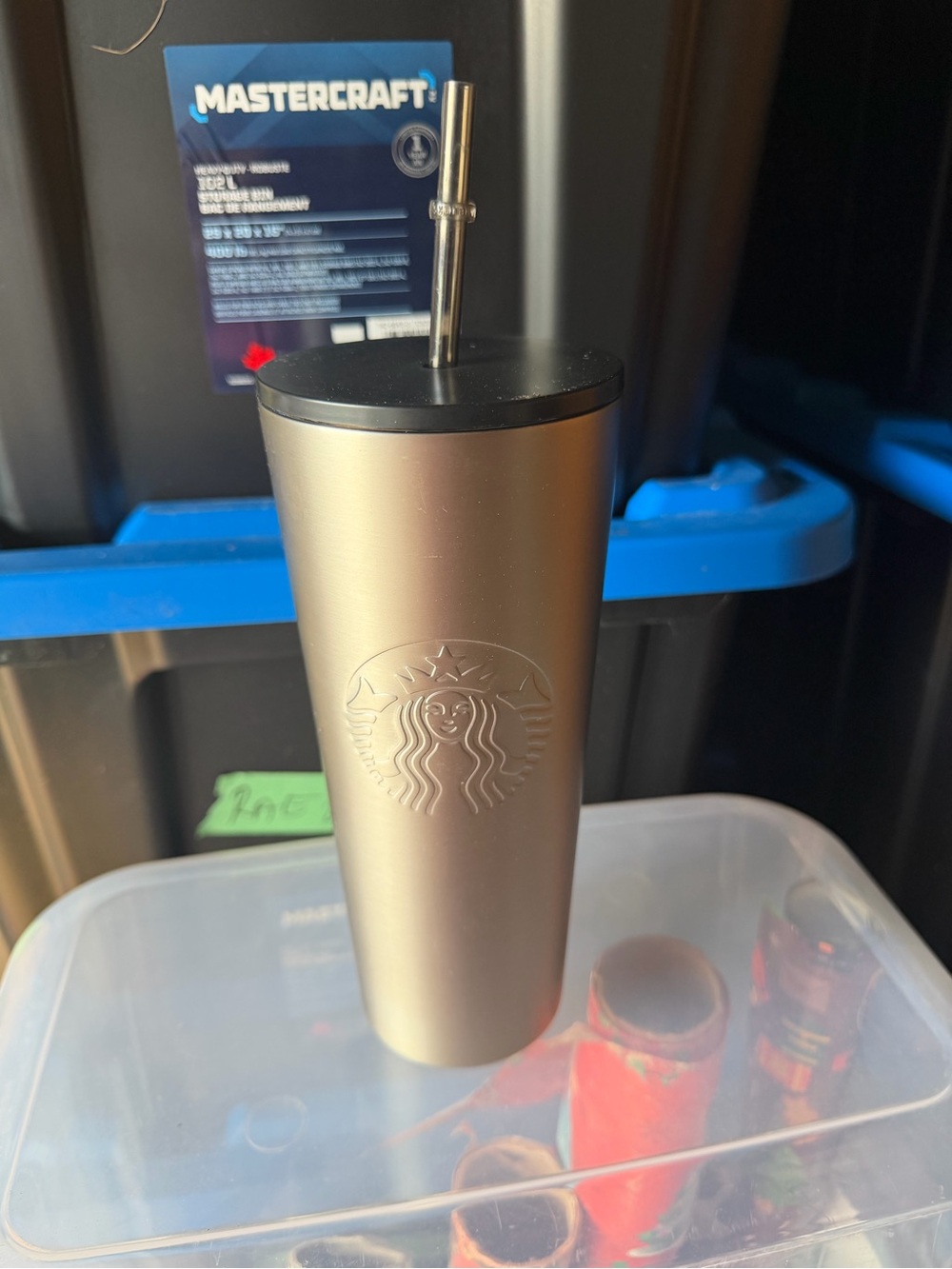 Grey and black stainless steel venti tumbler